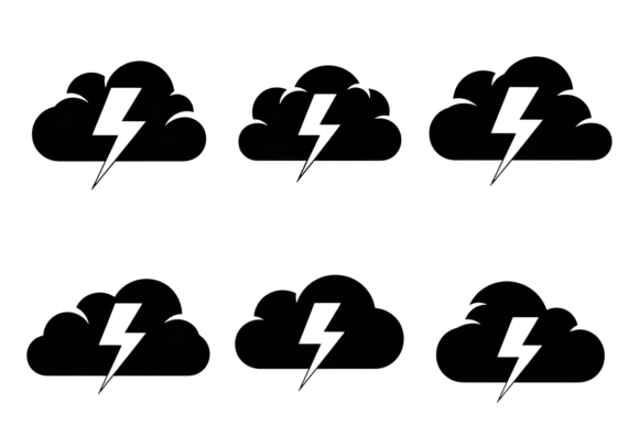 Cloud Lightning Bolt Icon SVG for Graphics and Crafts