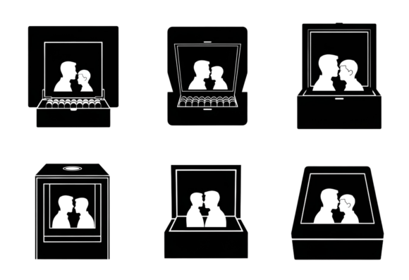 Couple Silhouette Box Clipart SVG