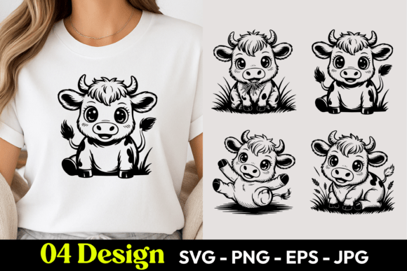 Cute Happy Calf SVG PNG Graphics Freebies