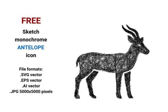 FREE Sketch Antelope Icon for Graphics and Freebies