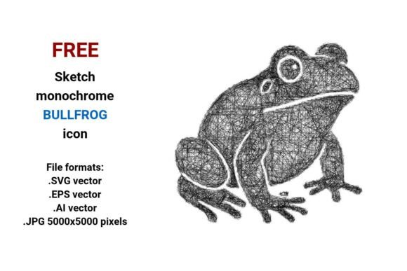 FREE Sketch Bullfrog Icon Graphics Freebies