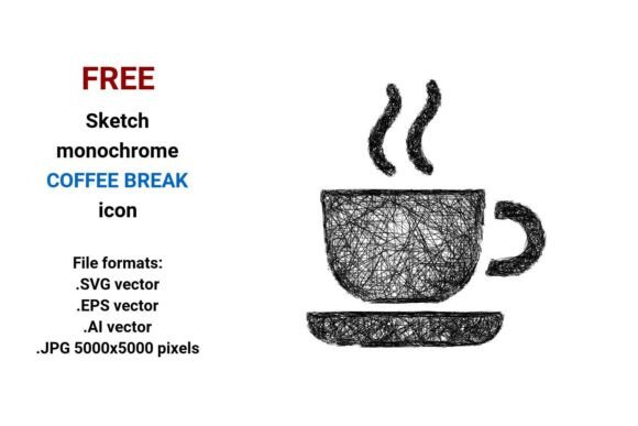 FREE Sketch Coffee Break Icon for Graphics and Freebies