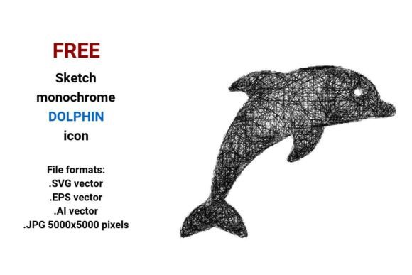 FREE Sketch Dolphin Icon Graphics