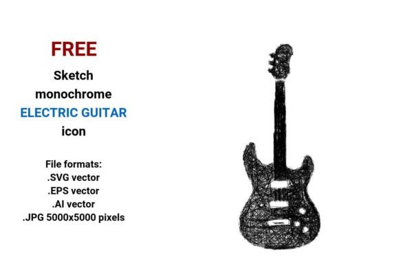 FREE Sketch Electric Guitar Icon Graphics