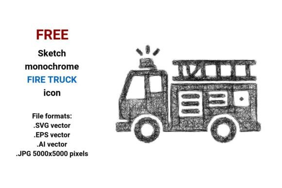 FREE Sketch Fire Truck Icon for Graphics and Freebies