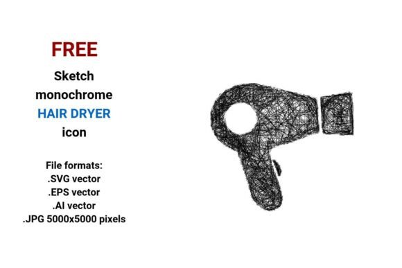FREE Sketch Hair Dryer Icon Graphics