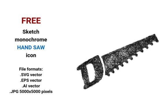 FREE Sketch Hand Saw Icon for Graphics and Freebies