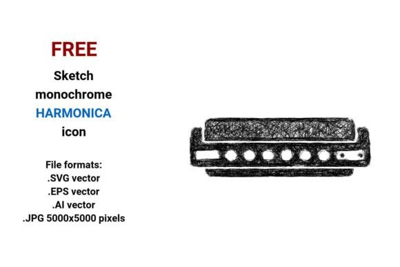 FREE Sketch Harmonica Icon for Graphics and Freebies