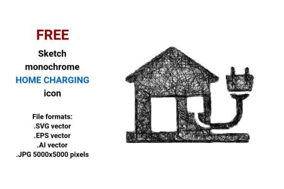 FREE Sketch Home Charging Icon Graphics