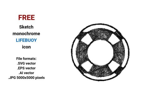 FREE Sketch Lifebuoy Icon for Graphics and Freebies