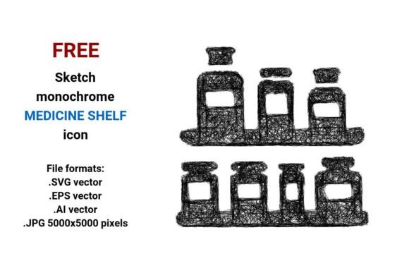 FREE Sketch Medicine Shelf Icon Graphics