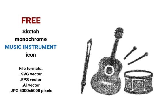 FREE Sketch Music Instrument Icon Graphics
