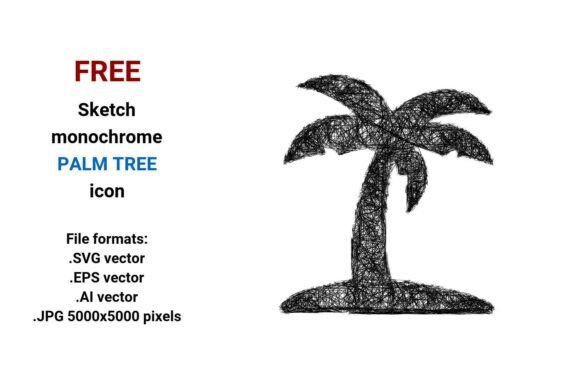 FREE Sketch Palm Tree Icon Graphics Freebies