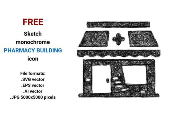 FREE Sketch Pharmacy Building Icon Graphics Freebies