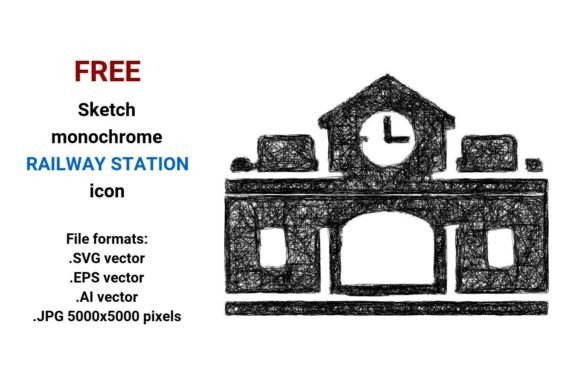 FREE Sketch Railway Station Icon Graphics Freebies
