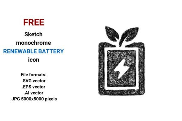 FREE Sketch Renewable Battery Icon Graphics