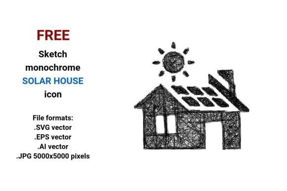 FREE Sketch Solar House Icon Graphics