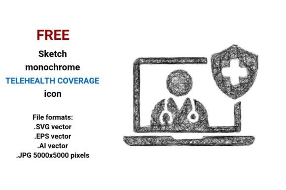 FREE Sketch Telehealth Coverage Icon Graphics