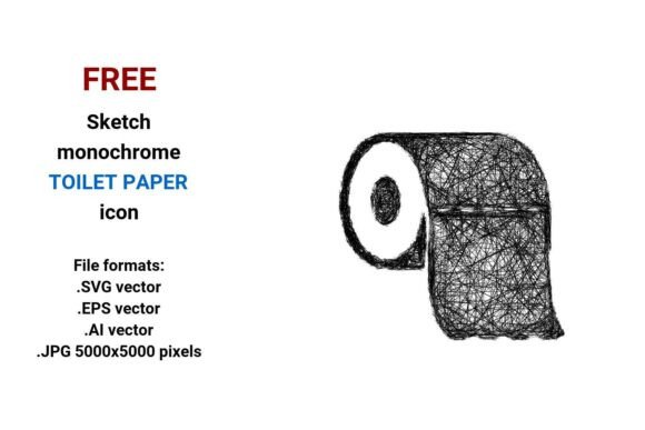 FREE Sketch Toilet Paper Icon Graphics