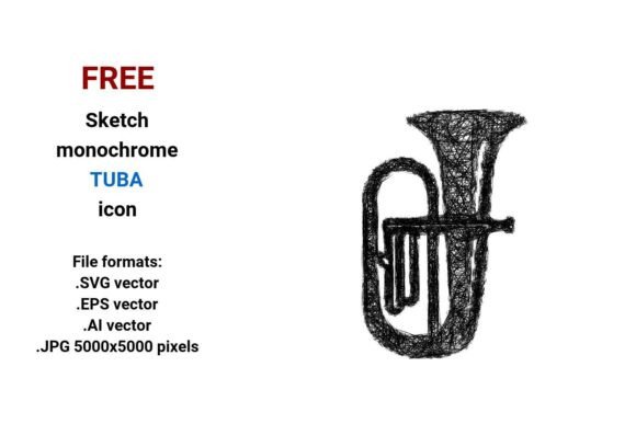 FREE Sketch Tuba Icon for Graphics and Freebies