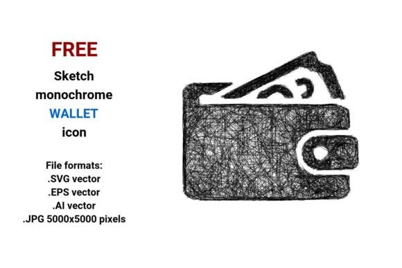 FREE Sketch Wallet Icon Graphics Freebies