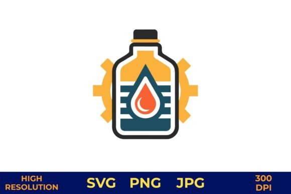 Oil Can with Flame Symbol Vector Design Graphics Freebies