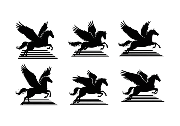 Pegasus Horse Silhouette SVG Clipart for Crafts and Graphics