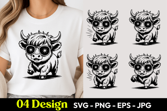 Stylish Cow Cartoon SVG PNG – Graphics for Creative Projects