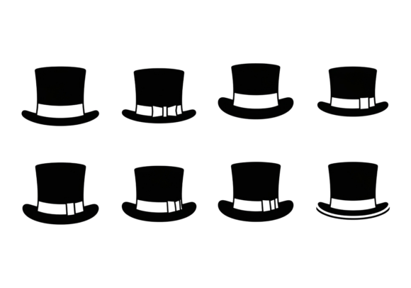 Top Hat Vector Icons Silhouette: Graphics for Crafts