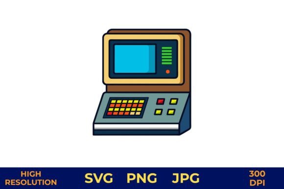 Vintage Computer Terminal Illustration